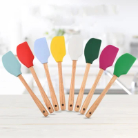 Wooden Handle Silicone Pastry Baking Spatula Kitchen Cake Cream Chocolate Blenders Scraper Non-stick Pies Pancake Cooking Tools