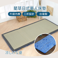 《星辰》藺草折疊床墊(藍銀杏)-單人3尺 天然材質 涼爽透氣