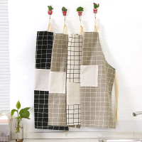 Apron Unisex Women Men Canvas Kitchen Apron Grey Black Plaid Chef Apron Kitchen With Pocket Apron Ch