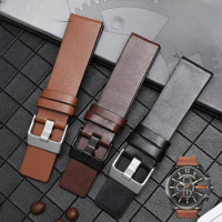 Genuine Leather Watchbands for Diesel Watch Men Women's Simple Plain Cowhide 22 24 26 28 30mm Coffee Brown Black Watch Strap