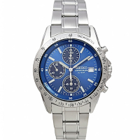 SEIKO 日本國內販售款 三眼計時手錶(SBTQ071)-藍色面X銀色/38mm