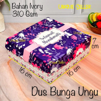 [Isi10] Dus Nasi Kue Roti 16x16x7 cm R6 Ivory Bunga Ungu Dus Box Kotak Cake Puding Nasi Berkat Hajat
