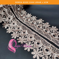 [ 1 Meter ] Renda Gyper C008 Giper 6cm ecer untuk Pinggiran Mukena Mukenah Daster Arab Baju Khimar