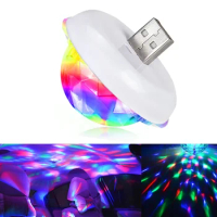 1Pcs Car Led Auto USB Ambient Light DJ RGB Mini Colorful Music Sound USB-C Interface for Apple Holiday Party Karaoke Atmospheric