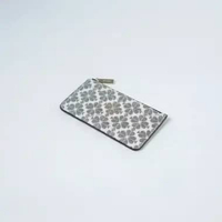 Dompet KATE SPADE JACQUARD MONOGRAM BLACK WHITE ZIP CARD WALLET 100% ORIGINAL 16X8CM