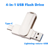 4 in 1 TYPE-C for Mobile Phone USB Flash Drive for iphone ipad 64GB Memory Stick 32GB Pen Drive 16GB Pendrive 128GB 256gb U Disk