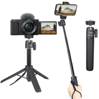 Extension Pole Tripod Mini Selfie Stick Stand Handle Grip for Webcam Canon G7X Mark III Sony ZV-1 RX100 VII A6400 A6600 Vlogging