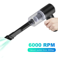 6000Pa Cordless Handheld Vacuum Cleaner 120W Powerful Air Duster Strong Suction Mini Portable Cleaner Dual Use for Car Household