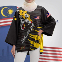 Merdeka Shirt, Malaysia 68th Independence Jersey, Irregular Slit Shirt, Cheap Women's Long Sleeve Sh