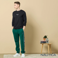 【NAUTICA】男裝 品牌LOGO刷毛運動長褲(綠)