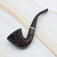 2023 New Classic Curved engraving Pipe Chimney Filter Smoking Pipes Tobacco Pipe Cigar Grinder Smoke Mouthpiece