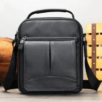 Leather men's single shoulder crossbody bag casual small sling bag soft top layer cowhide men's crossbody bag business male bag