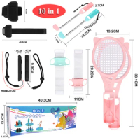 NEW For Switch Sports Bundle for Nintendo Switch OLED Sport Game Joycons 10 In 1 Kit with Controller Straps Wrist Dance Racket