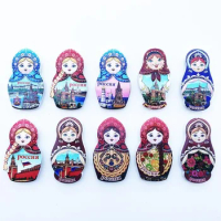 Refrigerator Magnets Russian dolls Refrigerator Magnetic Sticker Resin Souvenir Home Decoration Creative Fridge Magnet Kids Gift