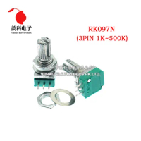 5pcs RK097N 1K 5K 10K 20K 50K 100K 250K 500K B1K B5K B10K with a switch audio 3pin shaft 15mm amplifier sealing potentiometer