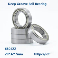 100pcs/lot 6804ZZ 6804 ZZ 6804Z 20x32x7mm Double metal cover Thin Deep Groove Ball Bearing 20*32*7 mm