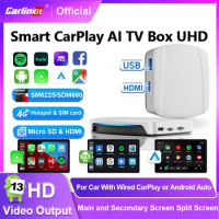 2024 CarlinKit HD Video Output 4K Android 13 CarPlay AI Box SM660 8-Cores Android Auto Wireless CarPlay Streaming Dual Screen