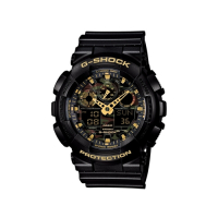 CASIO 卡西歐  G-SHOCK系列 經典迷彩雙顯電子錶-黑x金/55.0mm