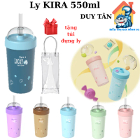 (Tặng Túi Đựng Ly) Ly Nhựa KIRA 550ml Duy Tân, Ly Nhựa Cao Cấp Màu Pastel, Nắp Tròn Tặng Kèm Ống Hút