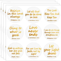 Jesus Faith Stickers 1.5inch Bible Verse Gold Foil Decals Christian Religious Inspirational Stickers Bible Quote Labels 120Pcs