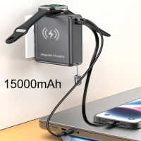 15000mAh Magnetic Wireless Charger Power Bank for iPhone 14 Apple Watch Xiaomi Huawei 22.5W Fast Charging Powerbank with AC Plug