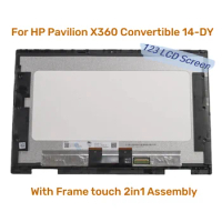 For HP Pavilion X360 Convertible 14-DY 14 DY 14M-DY Display Touch Screen Digitizer Assembly Frame FHD Replacement