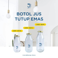 Botol Jus Kaca Tutup Emas 200ml/280ml/350ml