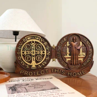 St. Benedict medal ornaments, Catholic religious items, Catholic medals, wooden decorations, exorcis