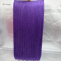 YY-tesco 10 Meters 100cm Wide purple Fringe Trim Lace Tassel Fringe Trimming Lace For DIY Latin Dress Stage Clothes Accessories
