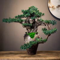Artificial Greeting Pine Bonsai Neo Chinese Style Ornaments Flower Stand Ornament Desktop Plant Fake Bonsai