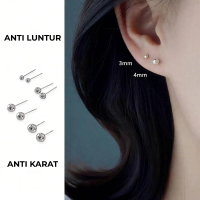 Anting Tusuk Ball Titanium Gold & Silver Anti Luntur - Motif Bola, Dilengkapi Giwang Pentol Titanium