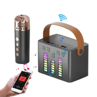 Mini Wireless Speaker Handheld Karaoke Machine Outdoor Fun Karaoke Speaker Set With Wireless Microphones &amp; LED Lights Long Range