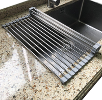 Tomorotec Roll Up Dish Drying Rack Over The Sink Dish Drying Rack Portable Stainless Steel Rolling R