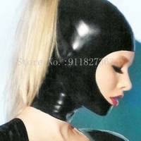 Free shipping ! One Hole Ponytail Sexy Black Latex Hood Mask Fetish Latex (no hair)