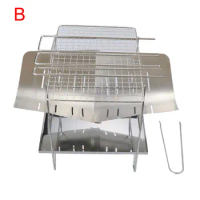 Outdoor Barbecue Wood Burning Stove BBQ Grill Foldable Wood Stove Camping Picnic Stove Burner BBQ Bonfire Charcoal Solo Stove