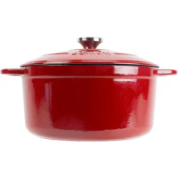 Quart Enameled Cast Iron Dutch Oven with Lid – Dual Handles – Oven Safe up to 500° F or on Stovetop - Use to Marinate, Cook