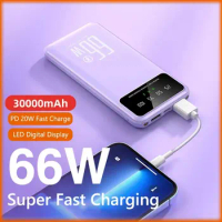 Mobile Power 30000mah 66W Power Bank Portable External Battery Charger Fast Charging For Huawei Samsung Iphone Powerbank