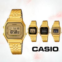 CASIO卡西歐 復古金色八角造型電子錶(LA680WGA) / 考試錶