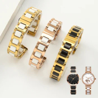 Ceramic Watch Band Women's Steel Bracelet Butterfly Clasp for Tissot Rossini Tianwang Mido Casio DW Accessories Watch Strap