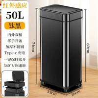 30L 40L50L智能垃圾桶大容量不銹鋼廚房公共場所感應垃圾桶帶輪子
