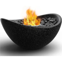 Vizayo Tabletop Fire Pit for Patio - 11 X 5.3 Inch Indoor Outdoor Table Top Firepit Bowl Use Gel Fuel Cans Bioethanol