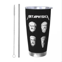 Metaphysica Fun Metal Philosophy Socrates Aristotle Tumbler Vacuum Insulated Coffee Cups Vacuum Flask School Mugs Water Bottle