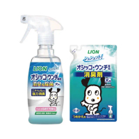 【LION 獅王】99.9%廁所臭臭除-愛犬用 草原香味 300ml瓶裝+280ml補充包 組合(寵物環境噴霧 除臭噴霧)