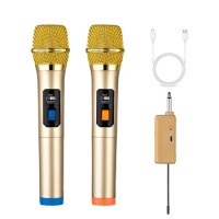 UHF Wireless Microphone Wireless Dynamic Microphone System with Rechargeable Receiver for Karaoke Singing Dj