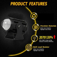 AU04 -Motorcycle High Power Lens Spotlight 6000K LED Dual Color External Spotlights 8-80V Headlights With Switch