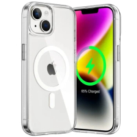 Clear Magnetic Case For Apple iPhone 13 14 11 12 15 Pro Max Plus 13 12 Mini XS Max XR 8 7 SE SE2 With Magsafe Transparent Cover