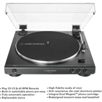 Audio-Technica AT-LP60X Fully Automatic Belt-Drive Stereo Turntable with Built-in Preamp and USB Output Vinyl Playback Bundle wi