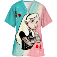 Medical Blouses Surgical Gowns Doctor Pediatric Nurse Nursing Scrub Disney Princess Printed Veterina