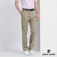 Pierre Cardin 皮爾卡登 男款 棉質混紡彈性打褶休閒長褲-卡其色 (5227875-84)