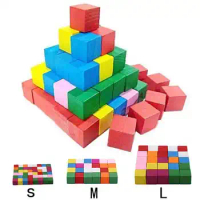 Hot Sale Square Cubes Baby Kids Stacking Stack Up Learning Education Toys Gifts Colorful Wooden Stacking Up Building Blocks